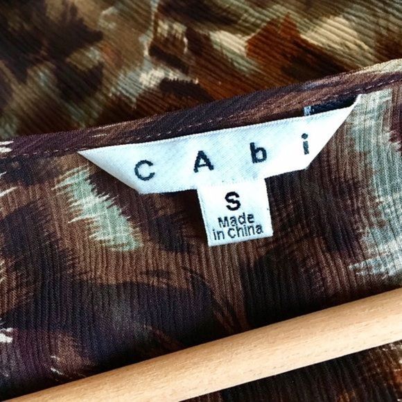 CAbi 806 Silk Crêpe Tunic, Animal Print, Drop Peplum, Semi Sheer, Small, GUC - Picture 5 of 7